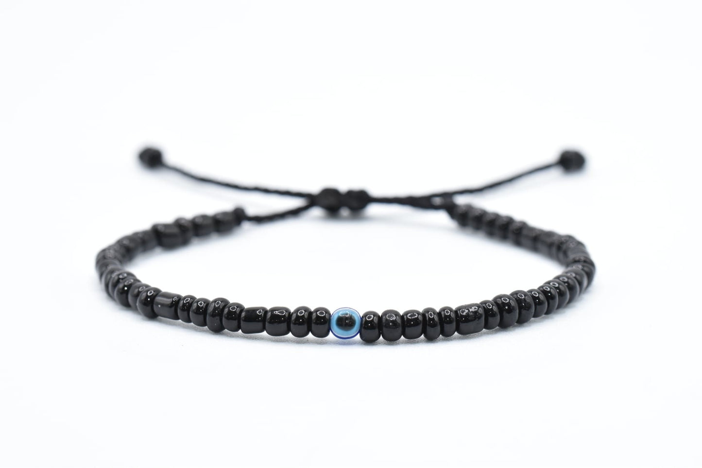 evil eye bracelet, black string evil eye wristband, beaded evil eye protection bracelet, adjustable, for man and woman