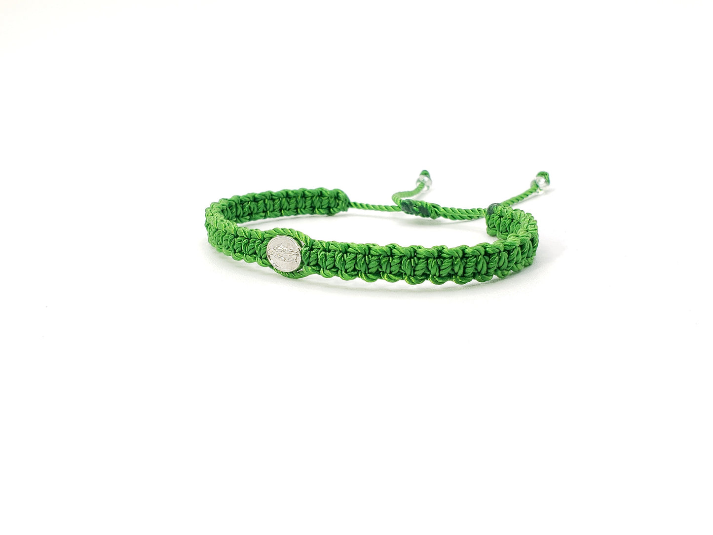 Our lady of Guadalupe green string wristband, braided protection bracelet, adjustable for man and woman