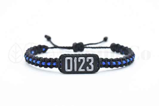 Police Thin blue line badge number bracelet, thin blue line bracelet -support Police wristband -braided bracelet for man & woman