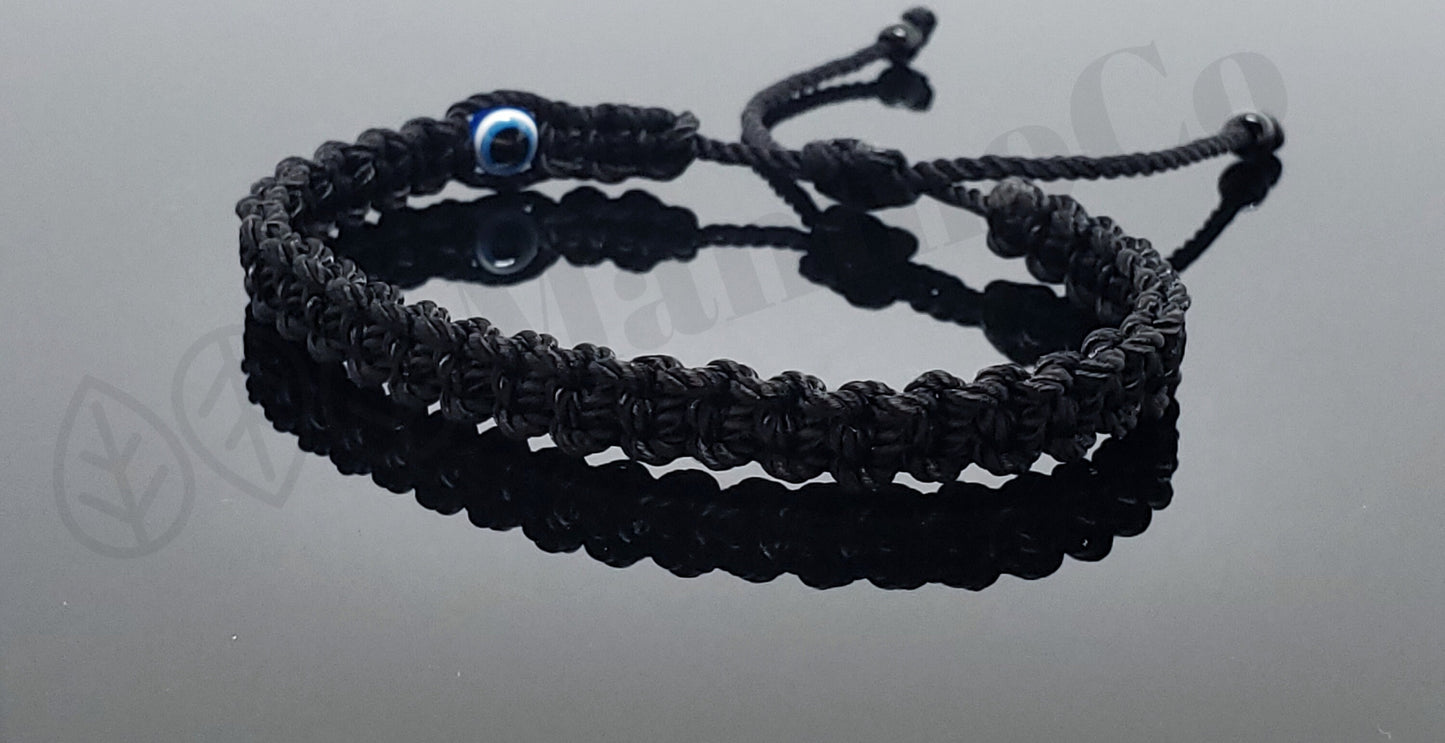 good luck black string bracelet, evil eye protection amulet, black string wristband, black evil eye bracelet, adjustable, man & woman