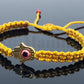 Hamsa Hand bracelet with an evil eye for protection and good luck, braided gold string wristband with a gold color hamsa hand, adjustable