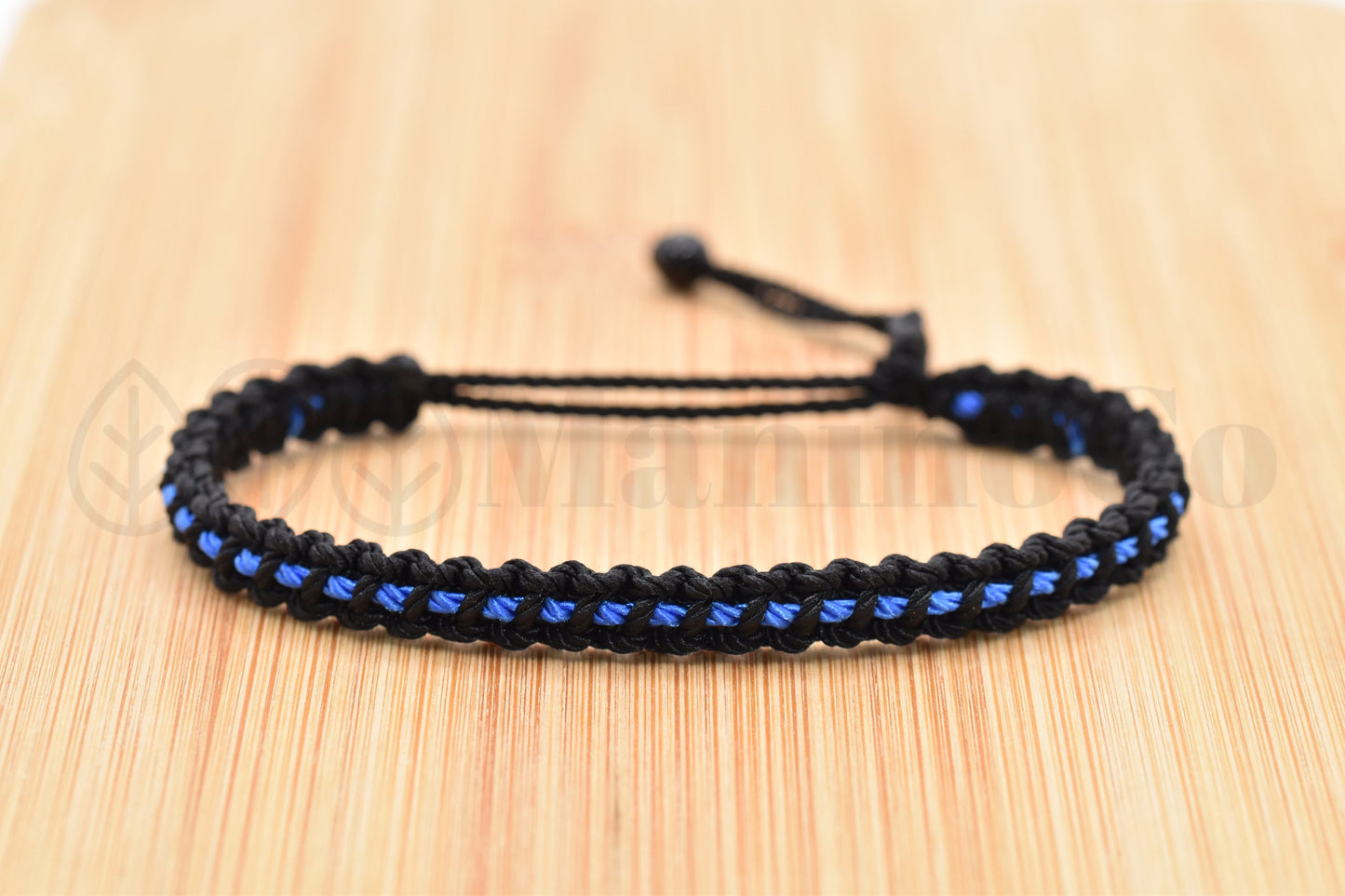 Thin Blue Line bracelet -support Police braided wristband -new -for man and woman