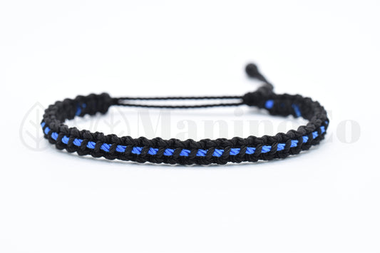 Thin Blue Line bracelet -support Police braided wristband -new -for man and woman