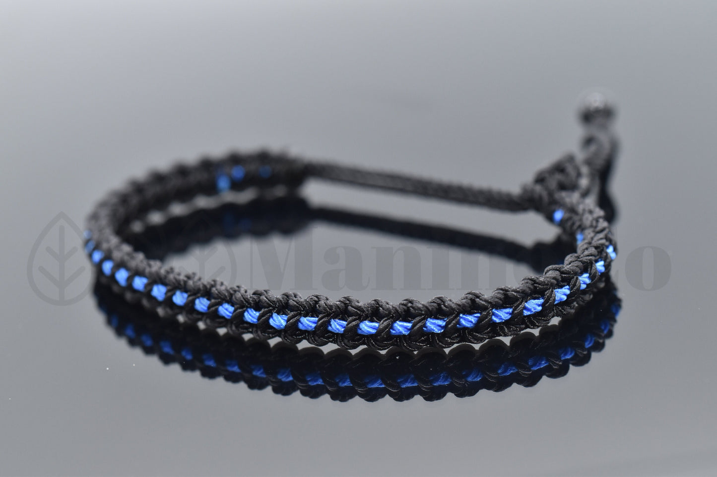 Thin Blue Line bracelet -support Police braided wristband -new -for man and woman