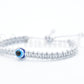 evil eye bracelet, evil eye protection, evil eye amulet, silver braided bracelet, brand new, adjustable