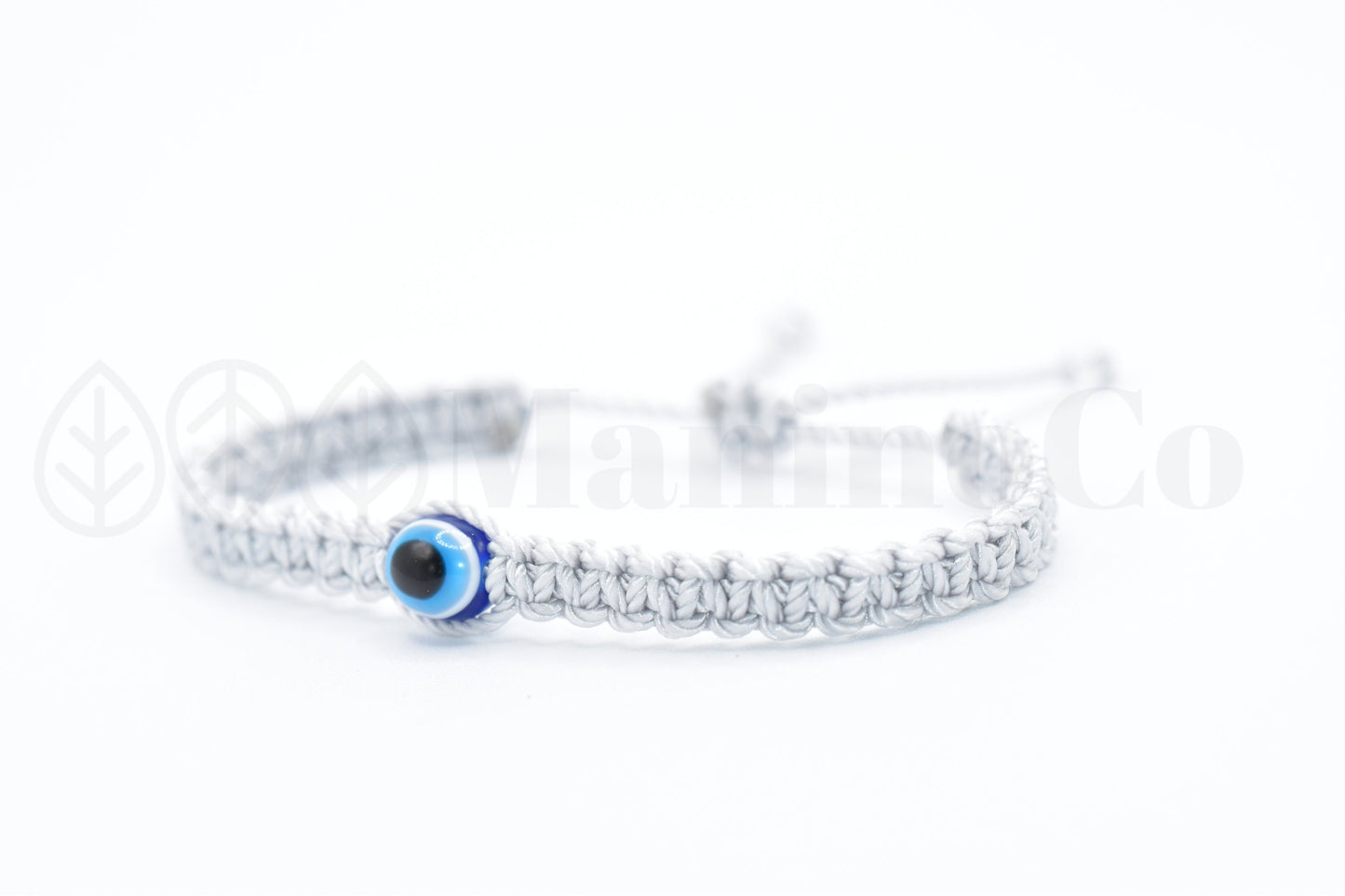 evil eye bracelet, evil eye protection, evil eye amulet, silver braided bracelet, brand new, adjustable