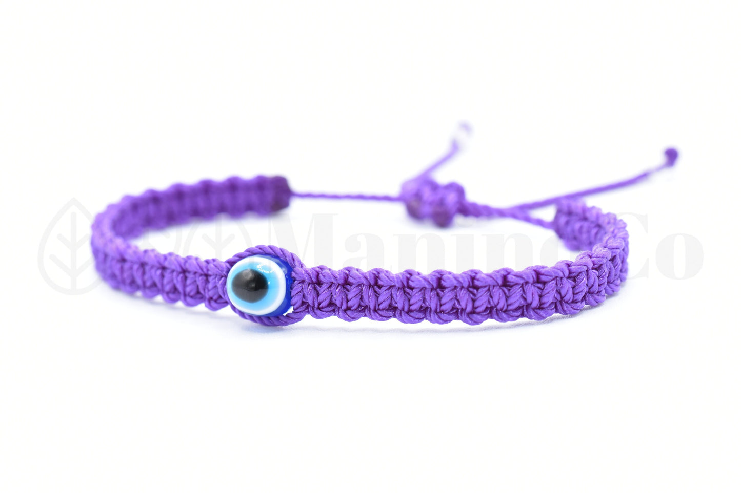 evil eye bracelet, evil eye protection, evil eye amulet, purple braided bracelet, brand new, adjustable