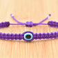 evil eye bracelet, evil eye protection, evil eye amulet, purple braided bracelet, brand new, adjustable