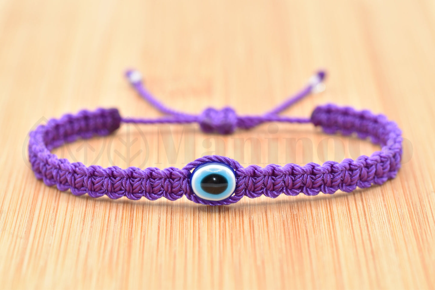 evil eye bracelet, evil eye protection, evil eye amulet, purple braided bracelet, brand new, adjustable