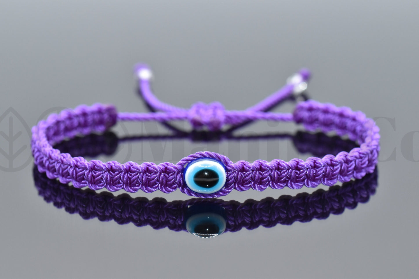 evil eye bracelet, evil eye protection, evil eye amulet, purple braided bracelet, brand new, adjustable