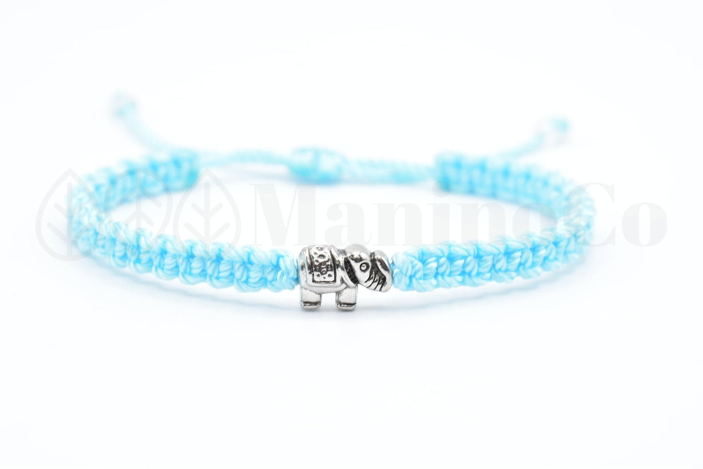 Elephant bracelet, baby blue string bracelet with an elephant charm for good luck, adjustable, blue string bracelet for man and woman