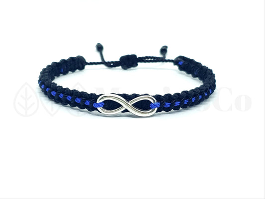 Police Thin blue line bracelet, infinity blue line bracelet -support Police wristband -braided -new -adjustable for man and woman