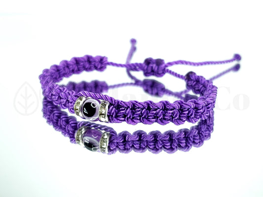 Kids size purple string evil eye bracelet, evil eye protection Evil eye amulet good luck charm braided bracelet for kids