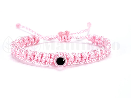 Kids size pink string evil eye bracelet, evil eye protection Evil eye amulet good luck charm braided bracelet for kids adjustable bracelet