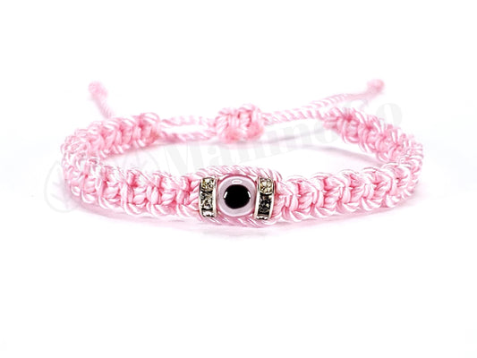 Kids size pink string evil eye bracelet, evil eye protection Evil eye amulet good luck charm braided bracelet for kids