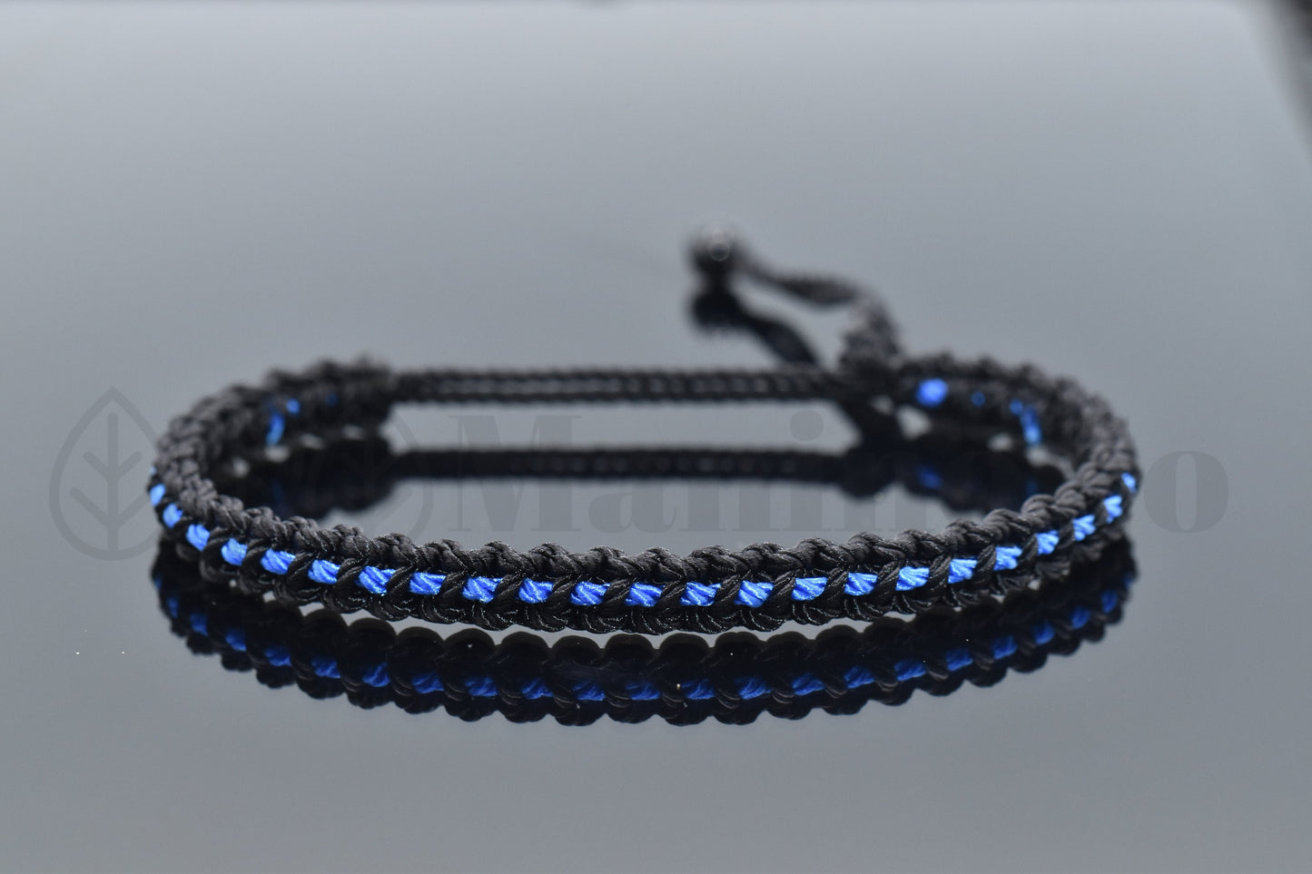 Thin Blue Line bracelet -support Police braided wristband -new -for man and woman