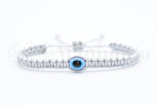 evil eye bracelet, evil eye protection, evil eye amulet, silver braided bracelet, brand new, adjustable