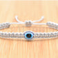 evil eye bracelet, evil eye protection, evil eye amulet, silver braided bracelet, brand new, adjustable