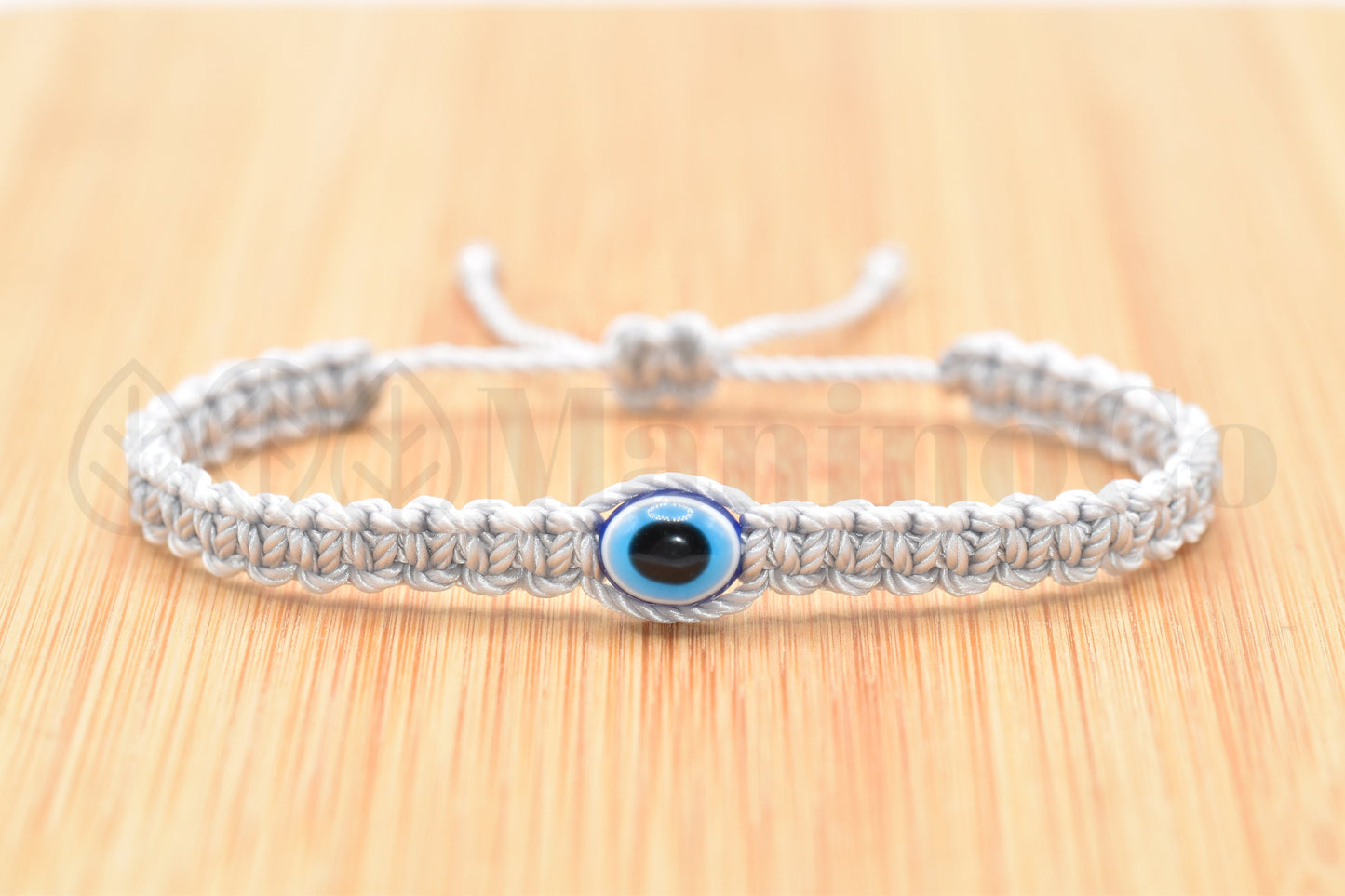 evil eye bracelet, evil eye protection, evil eye amulet, silver braided bracelet, brand new, adjustable