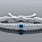 evil eye bracelet, evil eye protection, evil eye amulet, silver braided bracelet, brand new, adjustable