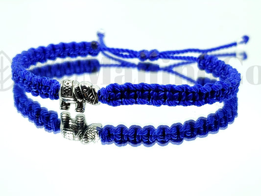 Blue string Elephant bracelet, royal blue string bracelet with an elephant charm for good luck, adjustable, for man and woman