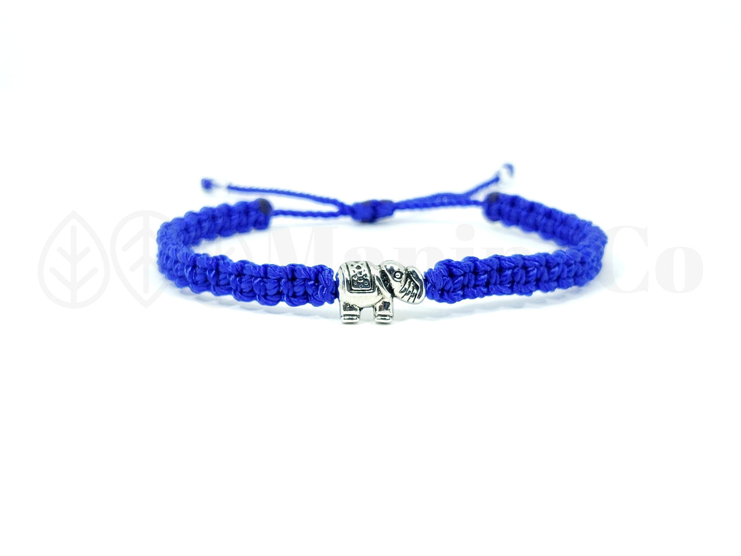 Blue string Elephant bracelet, royal blue string bracelet with an elephant charm for good luck, adjustable, for man and woman