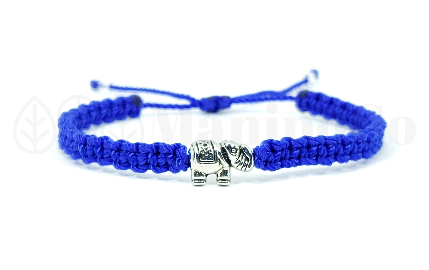 Blue string Elephant bracelet, royal blue string bracelet with an elephant charm for good luck, adjustable, for man and woman