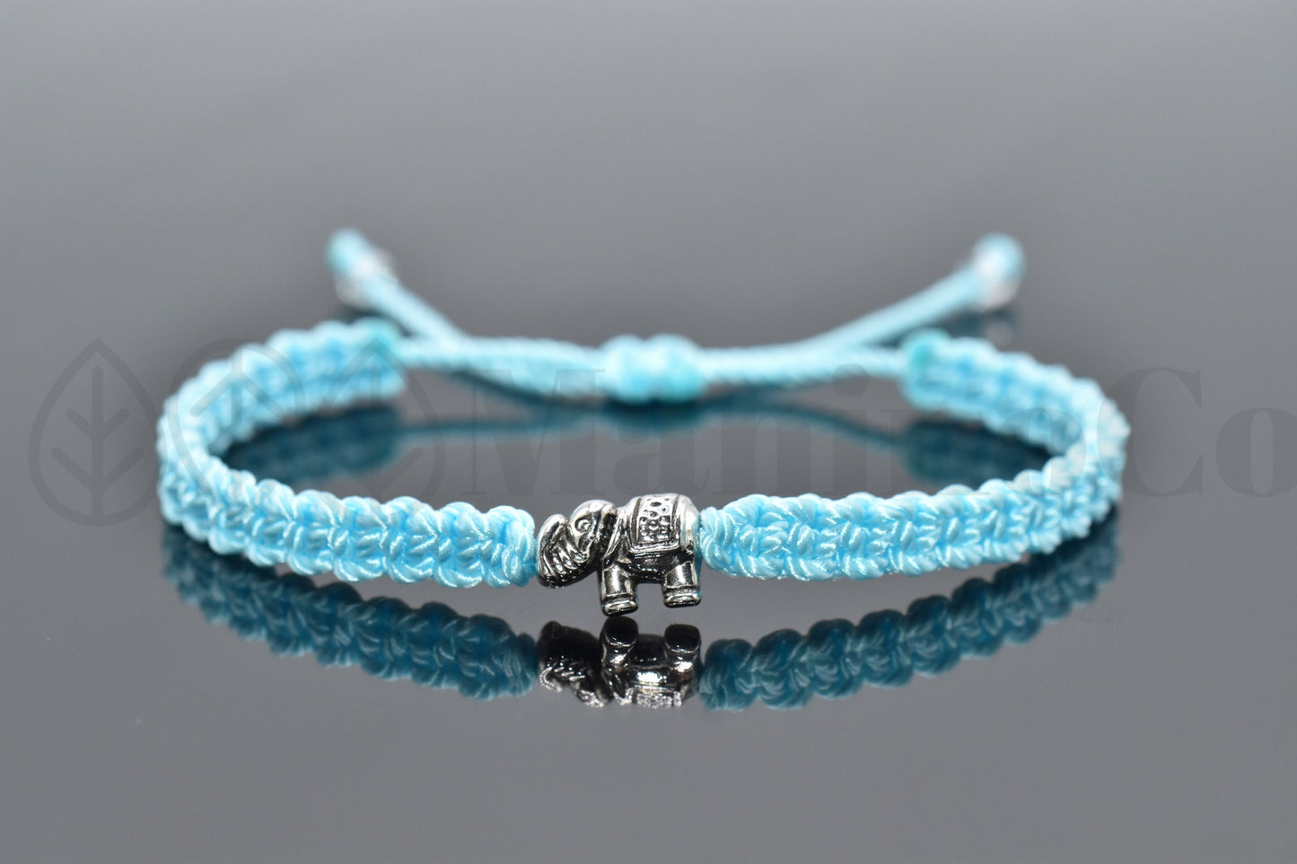 Elephant bracelet, baby blue string bracelet with an elephant charm for good luck, adjustable, blue string bracelet for man and woman