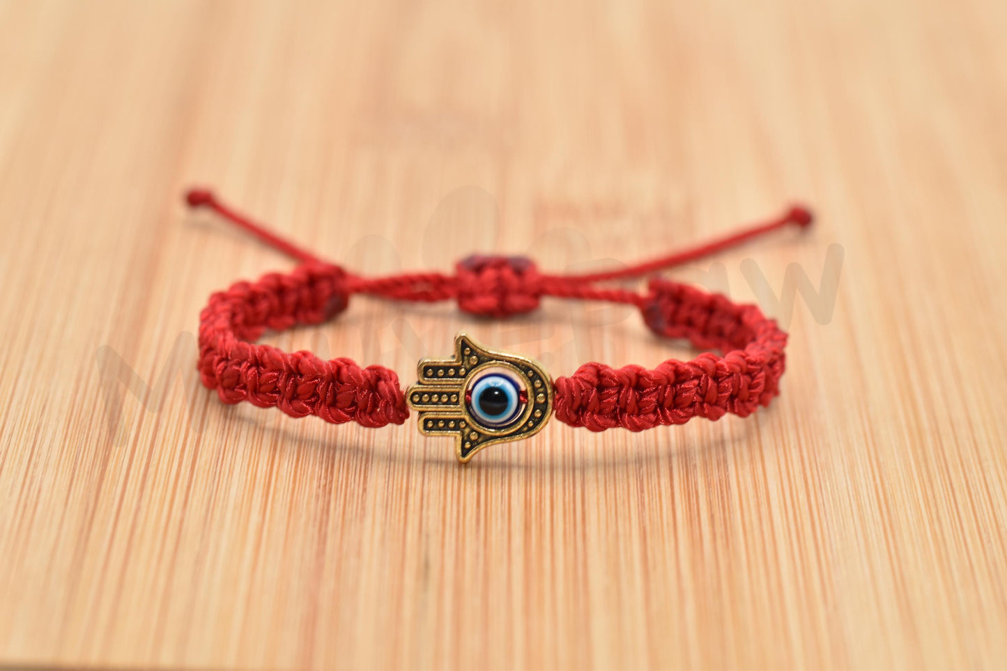 Kids size Hamsa Hand bracelet with an evil eye for protection & good luck braided red string evil eye with a gold color hamsa hand kids