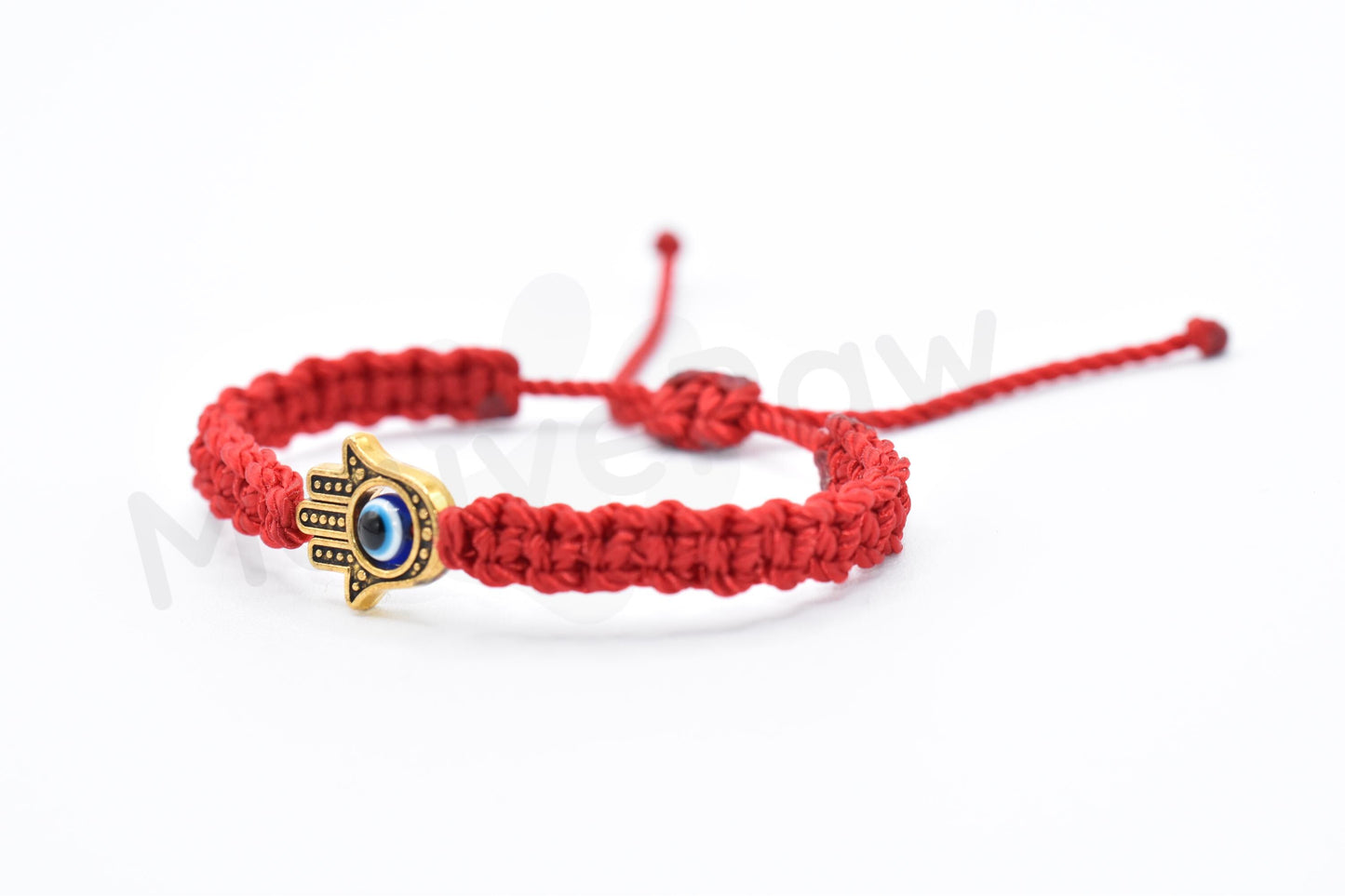 Kids size Hamsa Hand bracelet with an evil eye for protection & good luck braided red string evil eye with a gold color hamsa hand kids