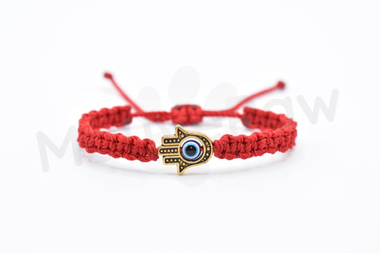 Kids size Hamsa Hand bracelet with an evil eye for protection & good luck braided red string evil eye with a gold color hamsa hand kids