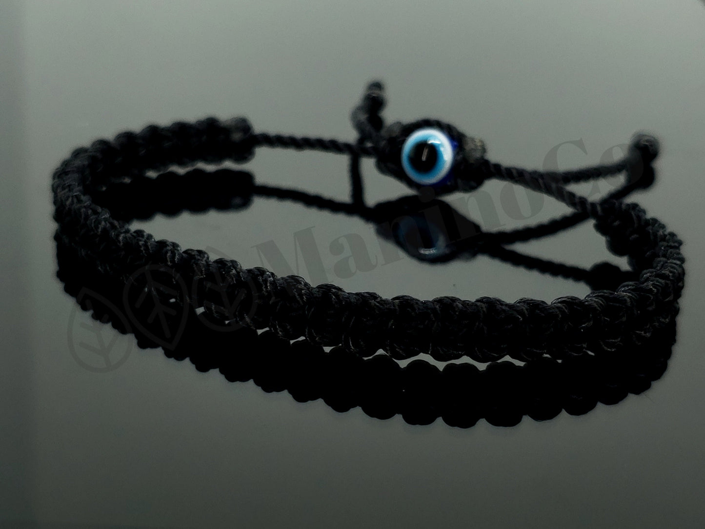 Evil eye and good luck  bracelet, evil eye protection amulet, black string wristband, black braid evil eye bracelet, adjustable, man & woman