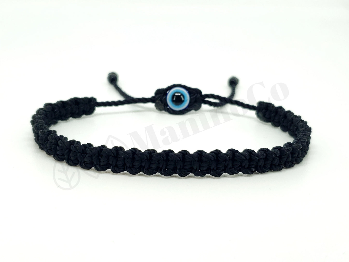 Evil eye and good luck  bracelet, evil eye protection amulet, black string wristband, black braid evil eye bracelet, adjustable, man & woman