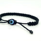 Evil eye and good luck  bracelet, evil eye protection amulet, black string wristband, black braid evil eye bracelet, adjustable, man & woman