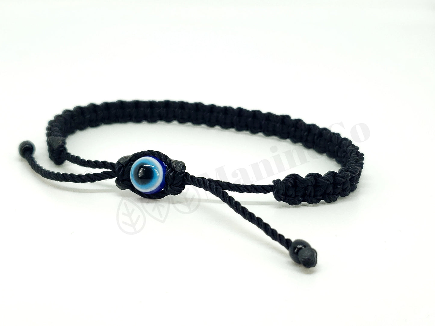 Evil eye and good luck  bracelet, evil eye protection amulet, black string wristband, black braid evil eye bracelet, adjustable, man & woman