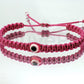 evil eye bracelet, fuschia color string wristband, braided evil eye protection bracelet, good luck wristband adjustable