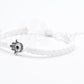 Hamsa Hand white bracelet with an evil eye for protection & good luck braided white string wristband with a silver color hamsa hand