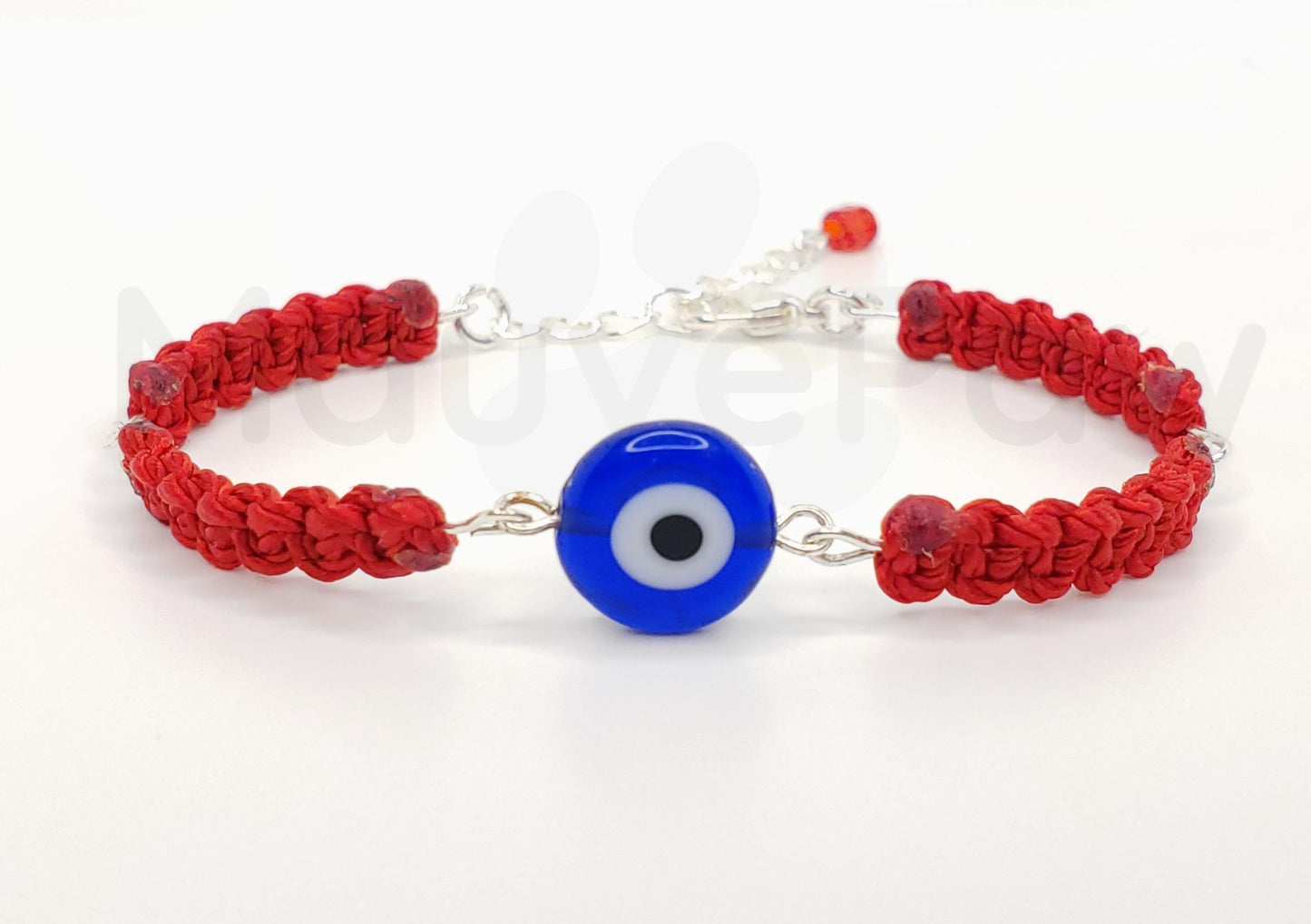 red string bracelet evil eye charm, braided red string wristband, evil eye protection braided bracelet adjustable