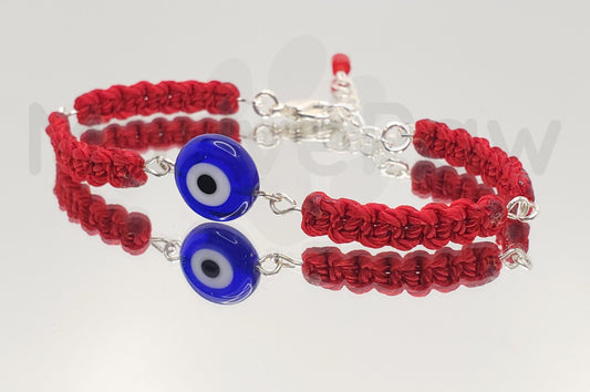 red string bracelet evil eye charm, braided red string wristband, evil eye protection braided bracelet adjustable