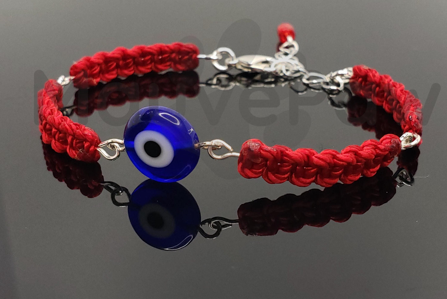 red string bracelet evil eye charm, braided red string wristband, evil eye protection braided bracelet adjustable