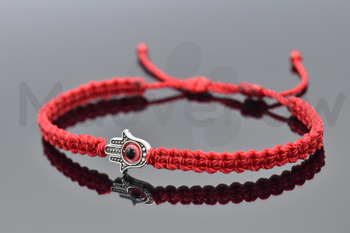 ANKLET- Hamsa Hand with an evil eye for protection & good luck, braided red string ANKLET with a silver color hamsa hand for man/woman