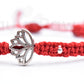 Lotus flower bracelet, red string braided bracelet, silver tone lotus flower charm, braided adjustable bracelet for man & woman