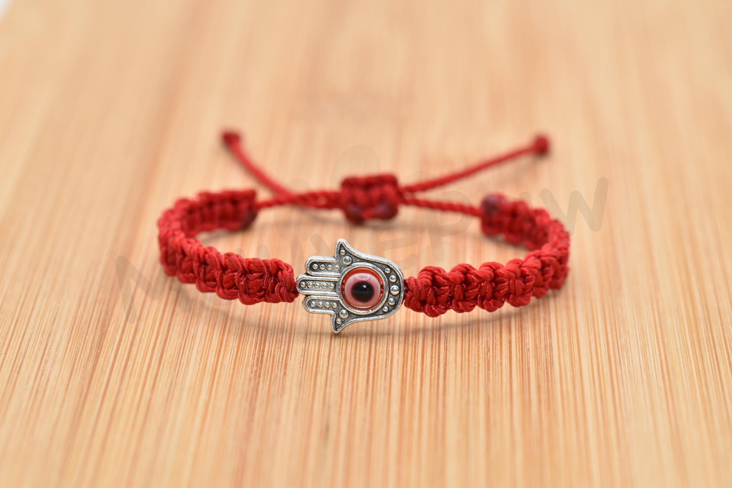 Kids size Hamsa Hand bracelet with an evil eye for protection & good luck braided red string evil eye with a silver color hamsa hand kids