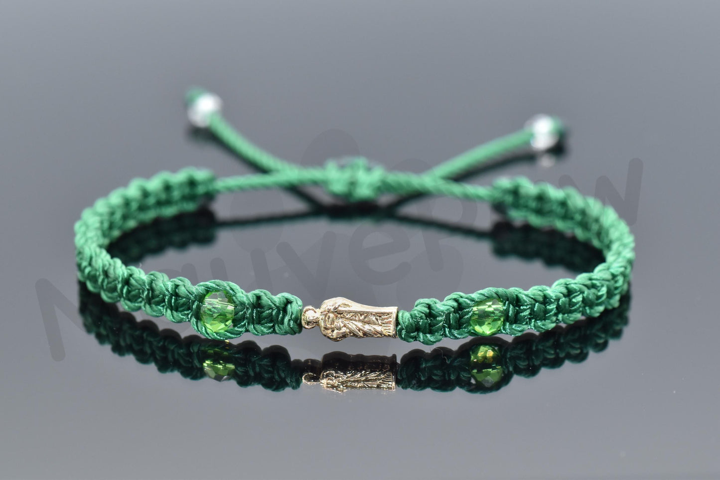 Green string saint Jude bracelet for protection and good luck, braided green string with a gold color saint Jude for man & woman