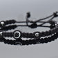 black string and hematite evil eye bracelet evil eye braided black string wristband, evil eye protection  bracelet, adjustable for man/woman