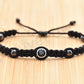 black string and hematite evil eye bracelet evil eye braided black string wristband, evil eye protection  bracelet, adjustable for man/woman