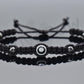 black string and hematite evil eye bracelet evil eye braided black string wristband, evil eye protection  bracelet, adjustable for man/woman