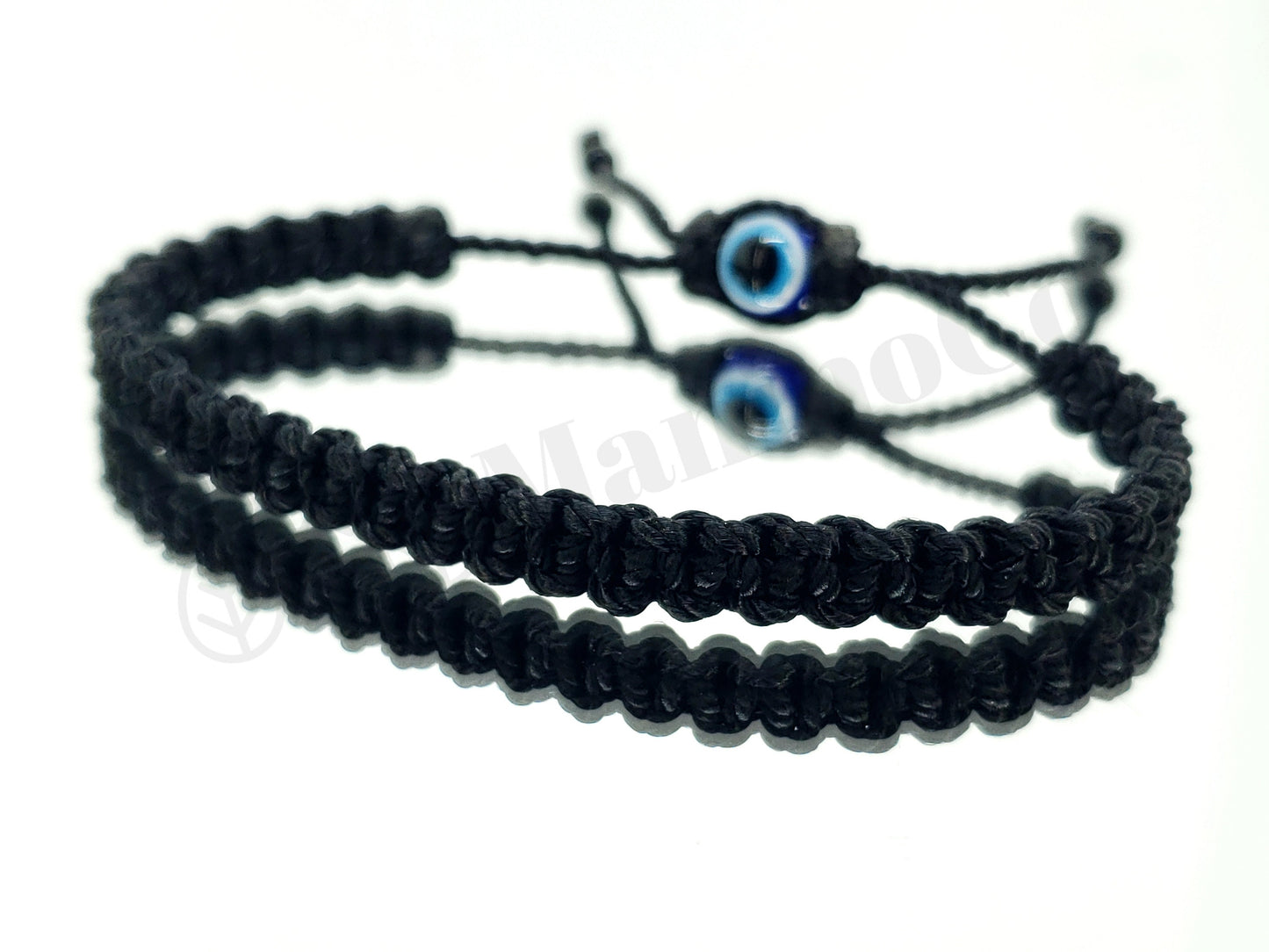 Evil eye and good luck  bracelet, evil eye protection amulet, black string wristband, black braid evil eye bracelet, adjustable, man & woman