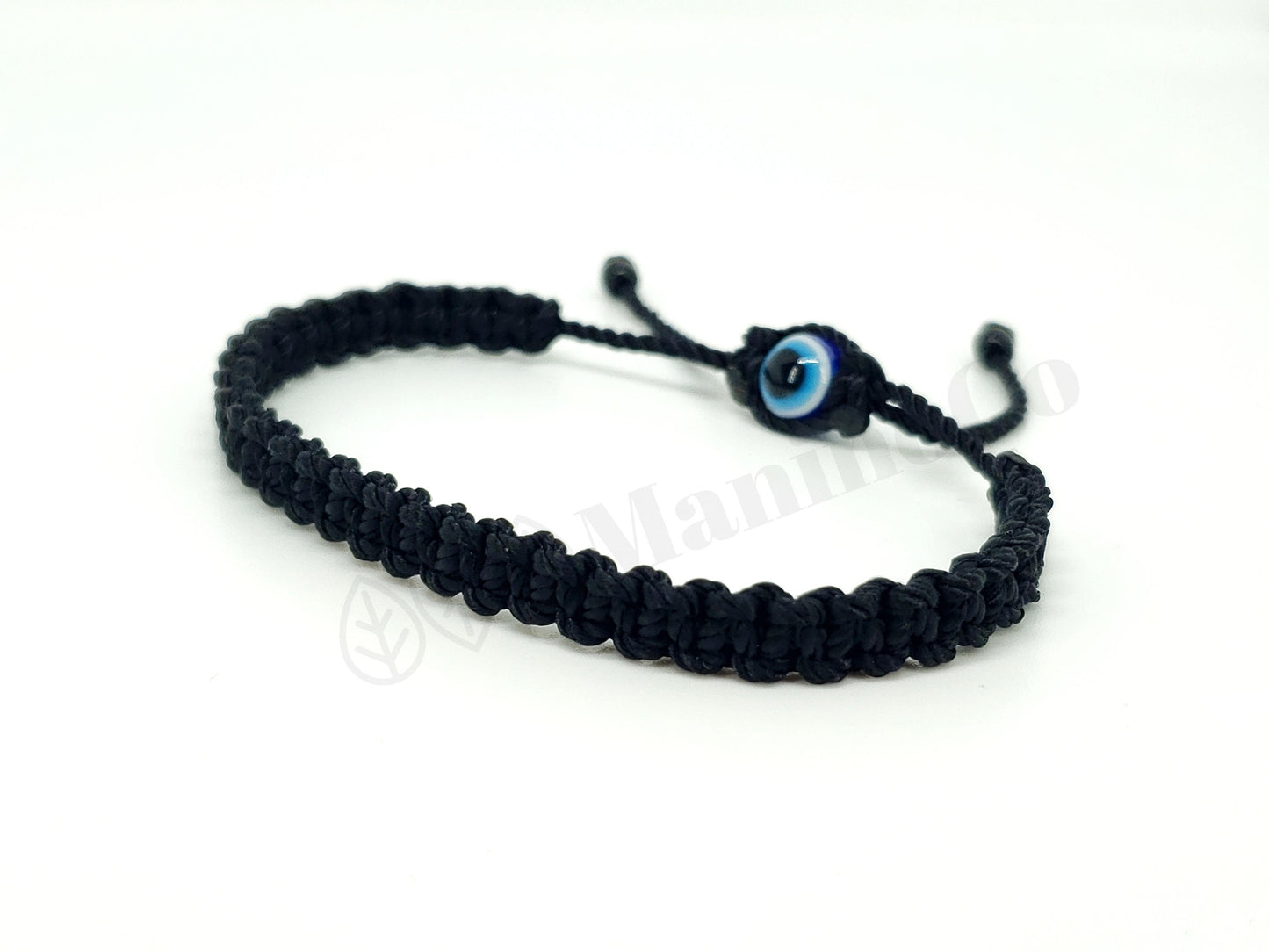 Evil eye and good luck  bracelet, evil eye protection amulet, black string wristband, black braid evil eye bracelet, adjustable, man & woman