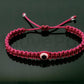 evil eye bracelet, fuschia color string wristband, braided evil eye protection bracelet, good luck wristband adjustable